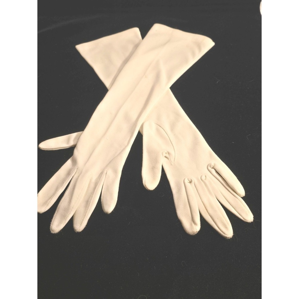 Vintage Womens Opera Gloves Size 6-7 Ecru White 15 Inch Nylon Formal Classic NEW